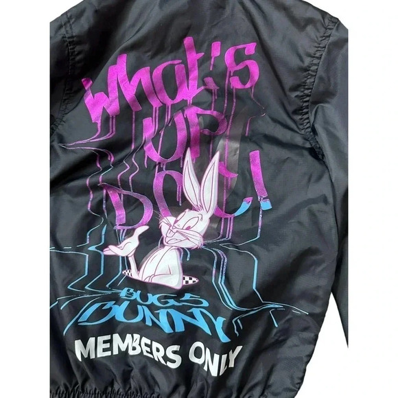 Looney Tunes Members Only Jacket Full Zip Graphic Print Black Blue kids Size 4 - Picture 5 of 5